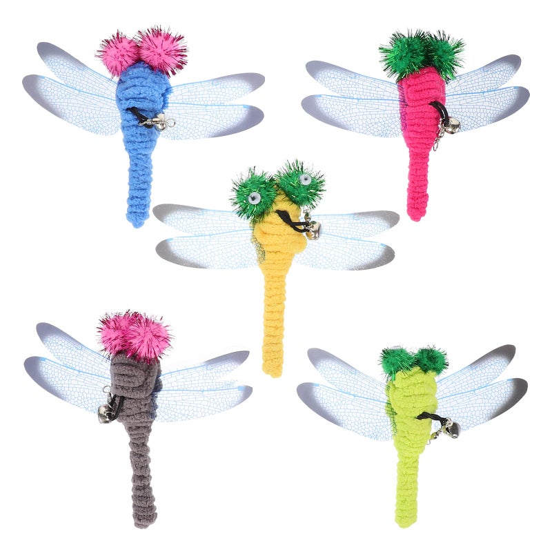 UEETEK Dragonfly Cat Toy Replacement Heads for Interactive Cat Wands 5-Pack Safe Material Engaging Pet Toys for Indoor Cats - Image 1